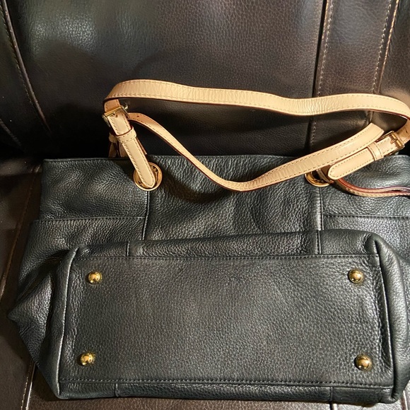 Michael Kors black tote with gold lining. - Picture 3 of 5